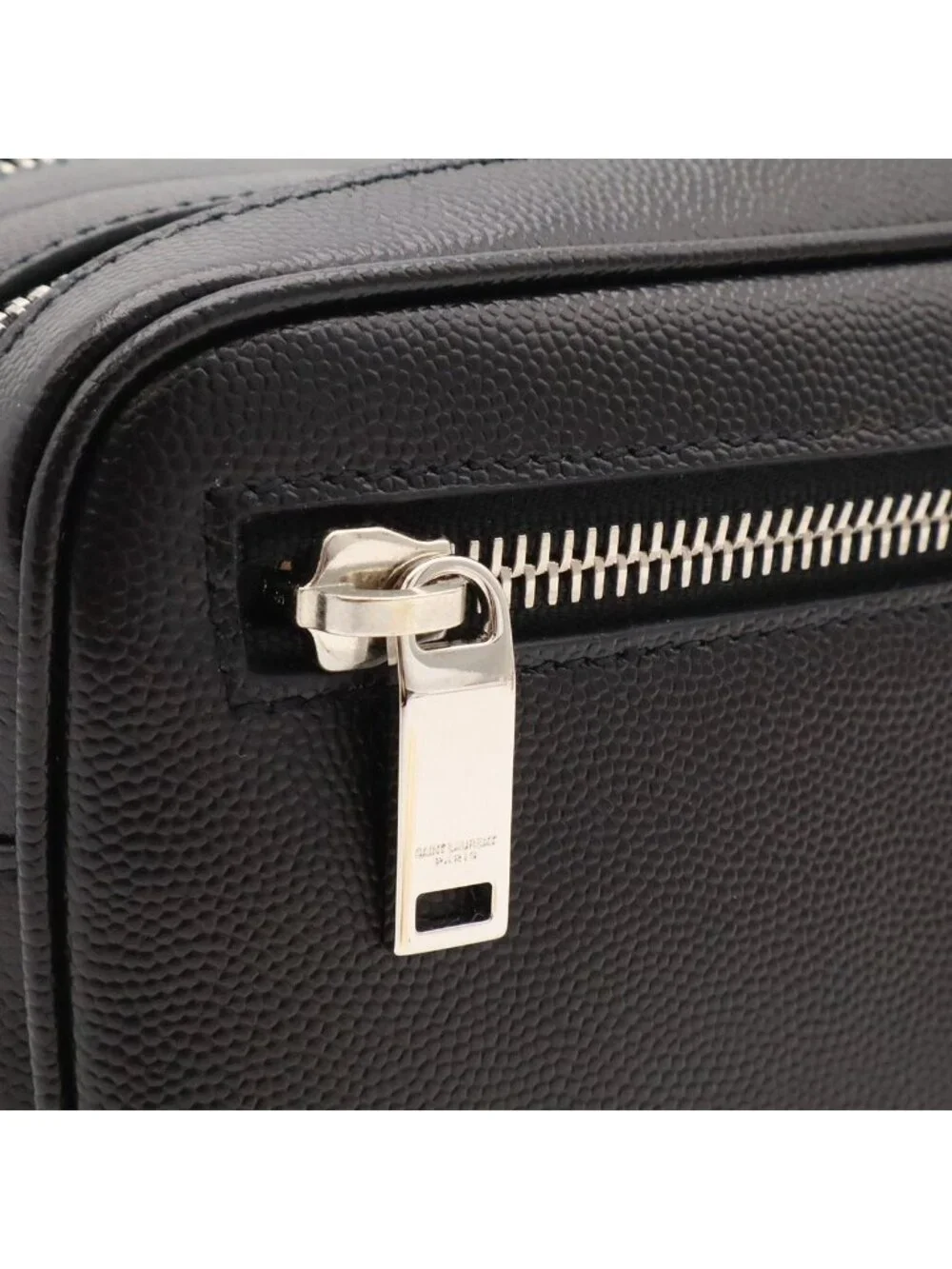 Saint Laurent Paris Exclusive Double Zip Clutch Grooming Case Leather Black